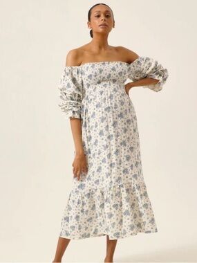 Nothing Fits But Yuki Dress Blue Floral Print Size Small